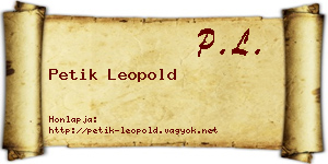 Petik Leopold névjegykártya
